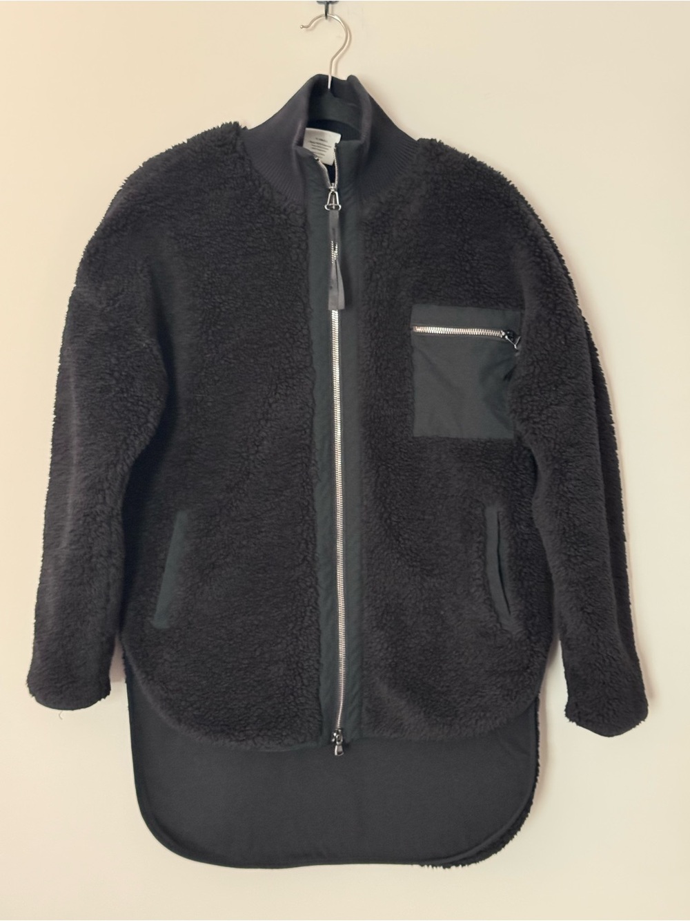 Varley Marney Sherpa Jacket XS Black Oversized Teddy Fleece